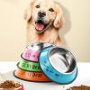 Stainless steel dog bowl; color anti-skid dog bowl; cat bowl - 16cm - Red cartoon