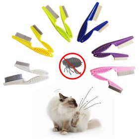 Pet Flea Tick Remover Dog Cat MultiColor Stainless Steel Comfort Hair Grooming Comb Protect Flea Lice Removal Hair Cleaner Comb - Purple - L