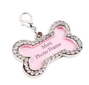 Pet Bone Shape Rhinestone Writable Name Telephone ID Tags for Dogs Cats - Default