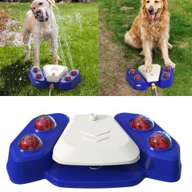 Dog Sprinkler Outdoor Canine Water Fountain Easy Paw Activated 2 Aqua Outlet Modes Hose Dispenser for Big and Small Dogs - Blue