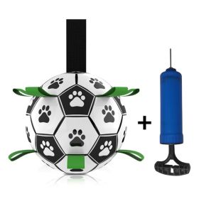 Dog Toys Interactive Pet Football Toys With Grab Tabs Dog Outdoor Training Soccer Pet Bite Chew Balls For Dog Accessories - football with pump set