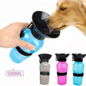 1pc Dog Water Bottle; Plastic Dog & Cat Water Bottle Mug 500ml For Outdoor Travel - Blue