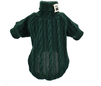 Pet Turtleneck Knitted Sweater Winter Dog Cat Keep Warm - Green - M