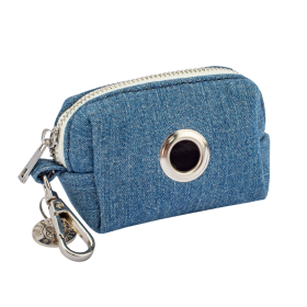 Waste Bag Holder -Beige Plaid - Dark Denim