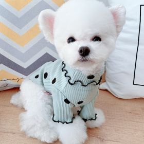 Dot turtleneck dog bottoming shirt - Green - M