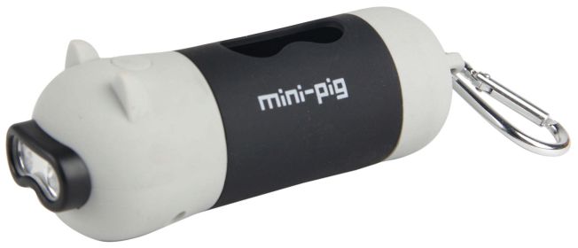 Pet Life 'Oink' LED Flashlight and Waste Bag Dispenser - Grey