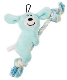 Pet Life 'Broom-Lick' Plush and Jute Rope Squeaking Newborn Cat and Dog Toy - Blue