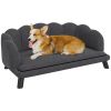 PawHut Velvet Large Dog Couch with Foam Cushioning, Soft and Cute Dog Bed with Pearl Design, Dog Sofa for Big and Medium Dogs, Charcoal Gray - as Pic