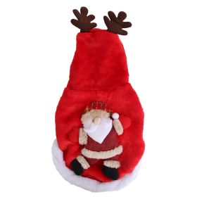 Pet Christmas Clothes Santa Claus Reindeer Antlers Costume Winter Outfit New Year Coat - M