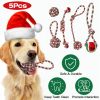 5Pcs Christmas Dog Rope Chew Toys Dog Interactive Toys Set for Puppy Small Medium Aggressive Chewers Dogs Training Teething Playing - Chew Toy