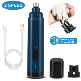 Dog Nail Grinder 2 Speeds Quiet USB Rechargeable Pet Nail Grinder Professional Pet Nail Trimmer Cordless Paws Grooming - Dark Blue