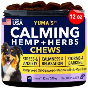 Hemp Calming Chews for Dogs with Anxiety and Stress Dog Calming Treats Dog Anxiety Relief 90 Chews - Yuma'S