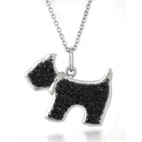 Black Diamond Accent Dog Necklace - PBR13097M4