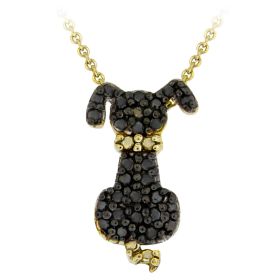 18K Gold over Sterling Silver Champagne Diamond Accent Puppy Dog Necklace - PG12199M6