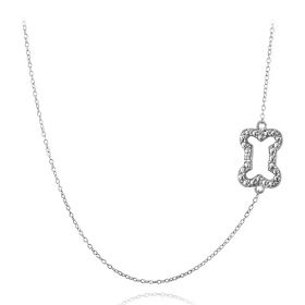 Sterling Silver Diamond Accent Dog Bone Chain Necklace - N13668