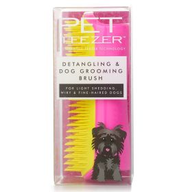 TANGLE TEEZER - Detangling & Dog Grooming Brush (For Light Shedding, Wiry & Fine Haired Dogs) - # Pink / Yellow 378363 1pcs - As Picture