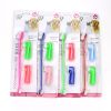 Two Headed Dog Toothbrush Set Canine Dental Hygiene Brush with 2 Finger Brushes Soft Bristles - pink