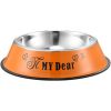 Stainless steel dog bowl; color anti-skid dog bowl; cat bowl - 22cm - Orange cartoon