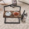 Adjustable Heights Elevated Dog Bowl Feeder Stand - Rustic Brown - Pet Supplies