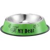 Stainless steel dog bowl; color anti-skid dog bowl; cat bowl - 22cm - Green Cartoon