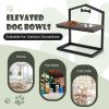 Adjustable Heights Elevated Dog Bowl Feeder Stand - Rustic Brown - Pet Supplies