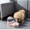 Large Pet Feeder Automatic Drinking Fountain and Food Bowl Pet Water Dispenser with Mouth Separator - pink