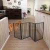 Pet Gate - Dog Gate for Doorways, Stairs or House – Freestanding, Folding, brown, Arc Wooden - as Pic