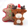 Christmas pet chew toy Pet plush voice toy Christmas molar bite-resistant cute cartoon dog toy - fawn