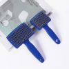 Pet Needle Combs Massage Pet Hair Remover Brush Cats Fur Cleaning Stainless Non-Slip Flea Chihuahua Pet Grooming Dog Supplies - Blue - S