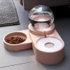 Large Pet Feeder Automatic Drinking Fountain and Food Bowl Pet Water Dispenser with Mouth Separator - pink