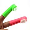 Two Headed Dog Toothbrush Set Canine Dental Hygiene Brush with 2 Finger Brushes Soft Bristles - pink