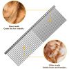 19*3CM Pet Dematting Comb-Stainless Steel Pet Grooming Comb for Dogs and Cats Gently Removes Loose Undercoat Mats Tangles and Knots - Silver