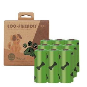 Degradable Bone Print Pet Poop Bag; Doggie Poop Bags; Dog Waste Bags - 9 Rolls (135 Bags)