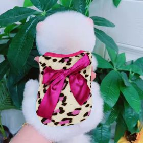 Winter Warm Pet Clothing For Small Dogs Soft Coral Vest Puppy Coat Leopard Print Dogs Costume - Dark Pink - XS