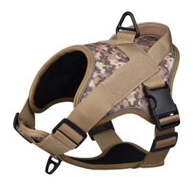 Dog Harness; large dog training tactical chest strap; K9 pet chest strap; vest type reflective dog rope; explosion-proof impulse traction - yellow - M