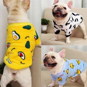 Autumn/Winter warm dog coat Small; medium dog; Flannel warm dog clothing pet supplies; dog clothing - Bright yellow avocados - L