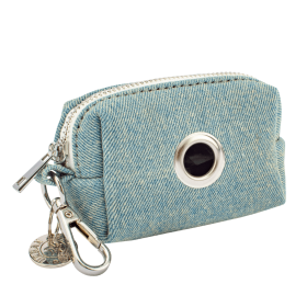 Waste Bag Holder -Beige Plaid - Light Denim