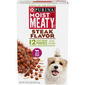 Purina Moist and Meaty Steak Flavor Beef Wet Dog Food 72 oz - Moist & Meaty