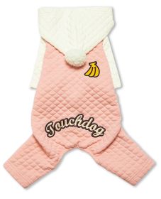 Touchdog Fashion Designer Full Body Quilted Pet Dog Hooded Sweater - Pink/White - X-Small