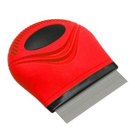 Pet Life 'Grazer' Handheld Travel Grooming Cat and Dog Flea and Tick Comb - Red