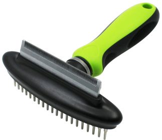 Pet Life Flex Series 2-in-1 Dual-Sided Grooming Undercoat Pet Rake and Deshedder - Green