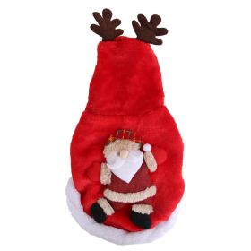 Pet Christmas Clothes Santa Claus Reindeer Antlers Costume Winter Outfit New Year Coat - S