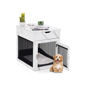 2-In-1 Dog House with Drawer and Wired Wireless Charging - White