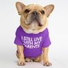 dog clothes starling English short bulldog pet clothing round collar T-shirt Teddy than panda dog clothing - purple - M