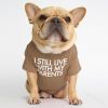 dog clothes starling English short bulldog pet clothing round collar T-shirt Teddy than panda dog clothing - khaki - M