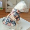 Pet Dress; Plaid Dog Dress With Belt; Winter Cat Dress Pet Clothes For Small Medium Dogs & Cats - Dark Khaki - M