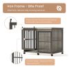 Furniture dog crate sliding iron door dog crate with mat. (Rustic Brown,43.7''W x 30''D x 33.7''H). - Grey