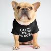 dog clothes starling English short bulldog pet clothing round collar T-shirt Teddy than panda dog clothing - black - 2XL