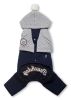 Touchdog Fashion Designer Full Body Quilted Pet Dog Hooded Sweater - Navy/Grey - Small