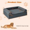 Orthopedic Dog Bed Memory Foam Pet Bed with Headrest for Large Dogs - Gray